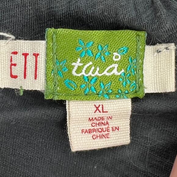 Anthropologie Ett Twa Size XL Black Lace Top Tie Back - Picture 6 of 9